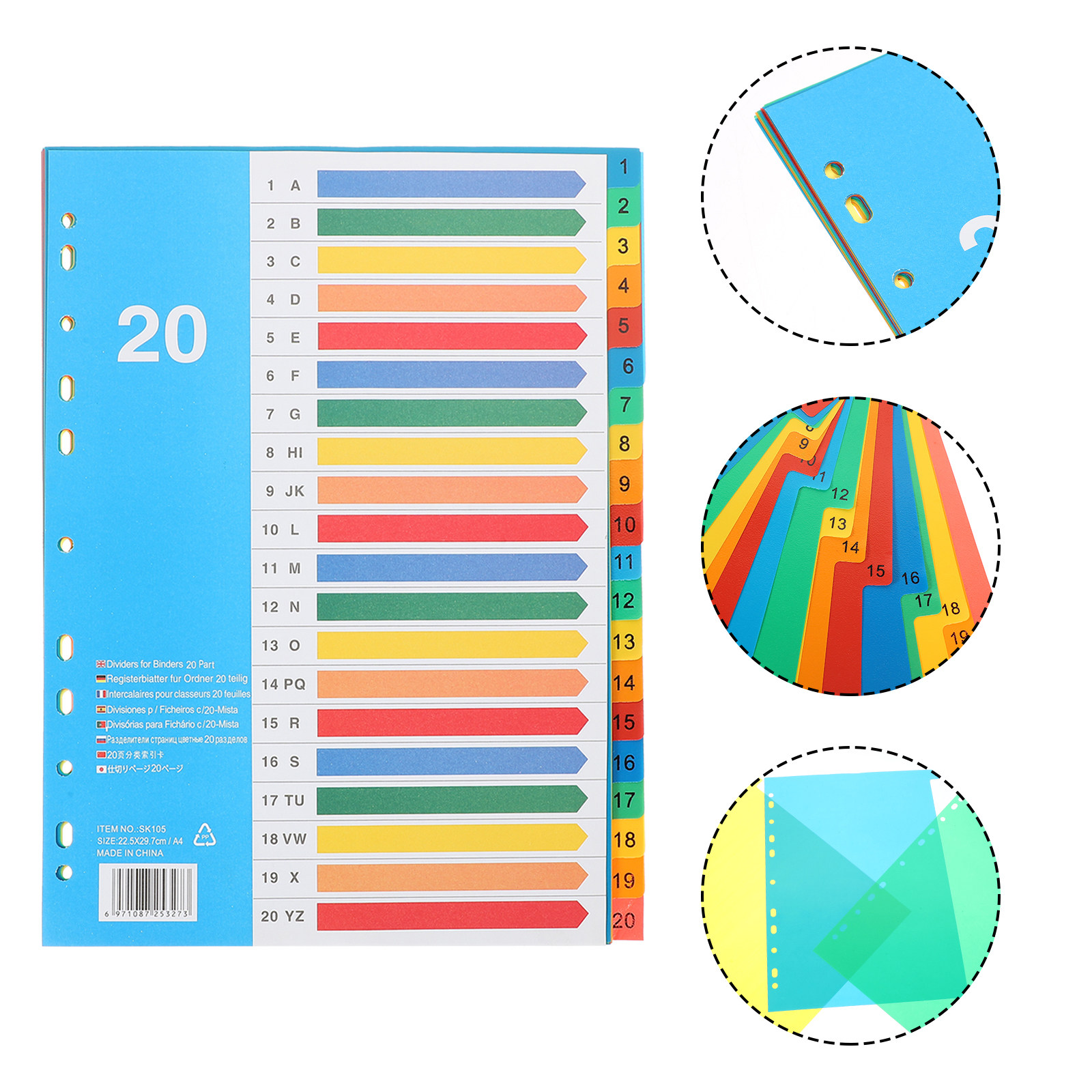 Tab Divider A4 - 5 stuks kleurrijke plastic tabbladen voor