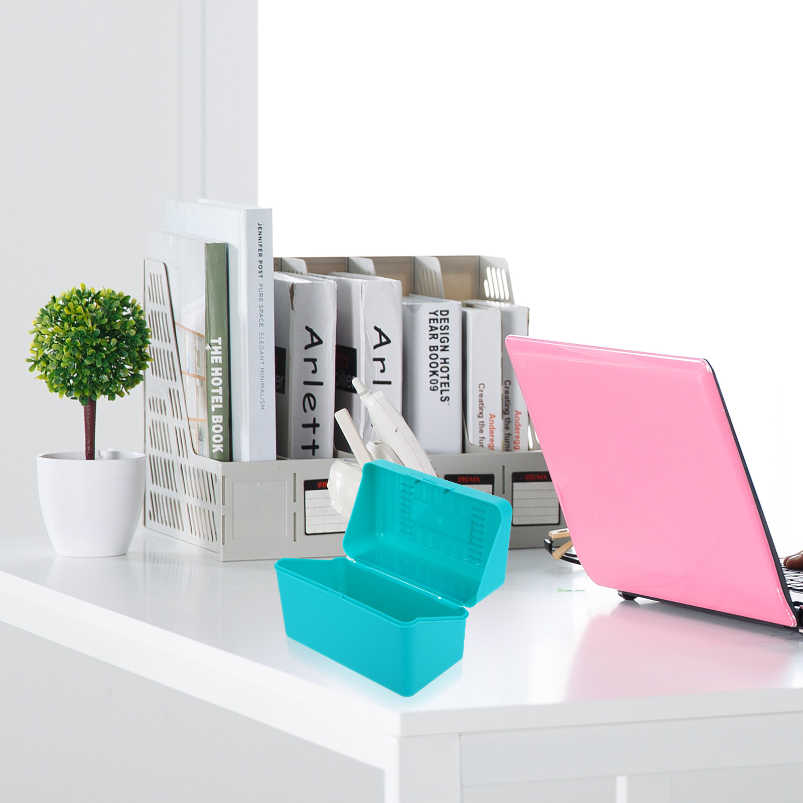Index Card Holder - 4-delige plastic indexkaart opbergdoos organizer voor