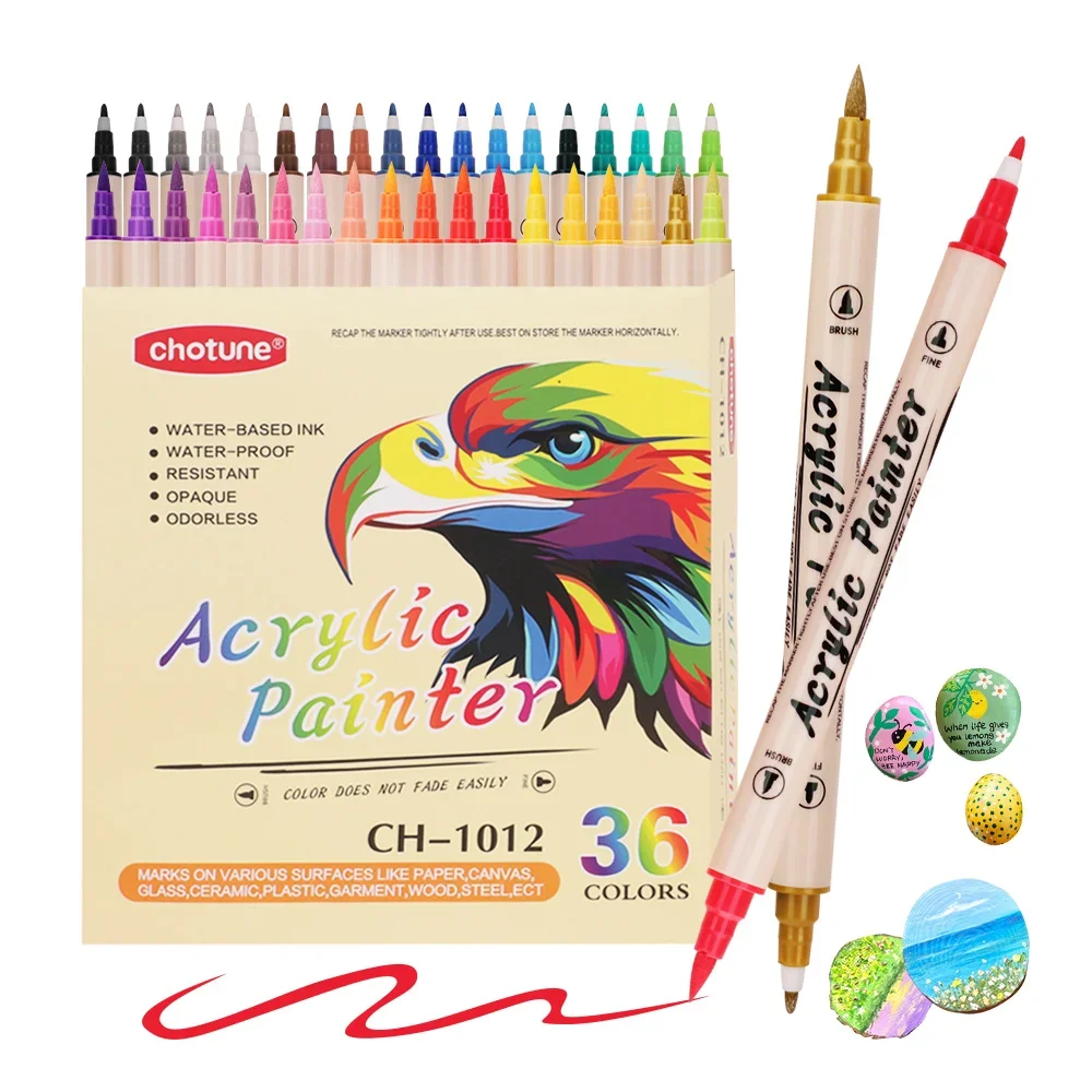 Correction Pen Fine - 12-36 kleuren acrylverf markers pennen borstel