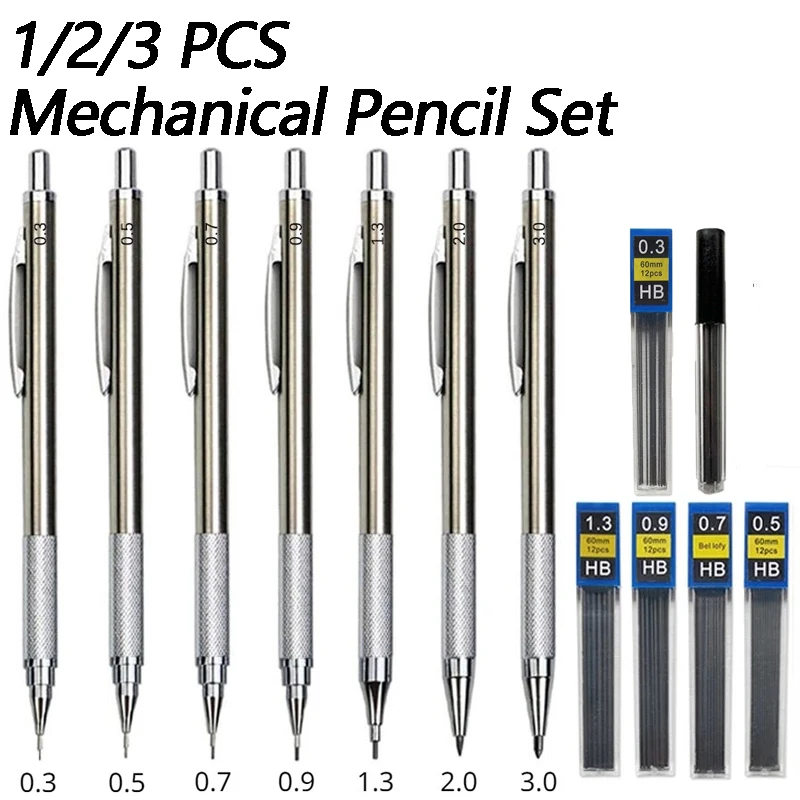 Mechanical Pencil 0.3 - 1/2/3 Stuks Metalen Tekening Potloden 0.3